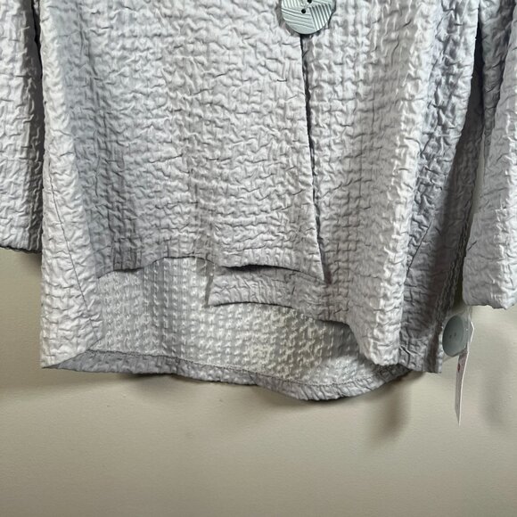 IC Connie K Crinkle Jacket Size XS Silver Gray Asymmetric Artsy Art to Wear - Picture 8 of 11
